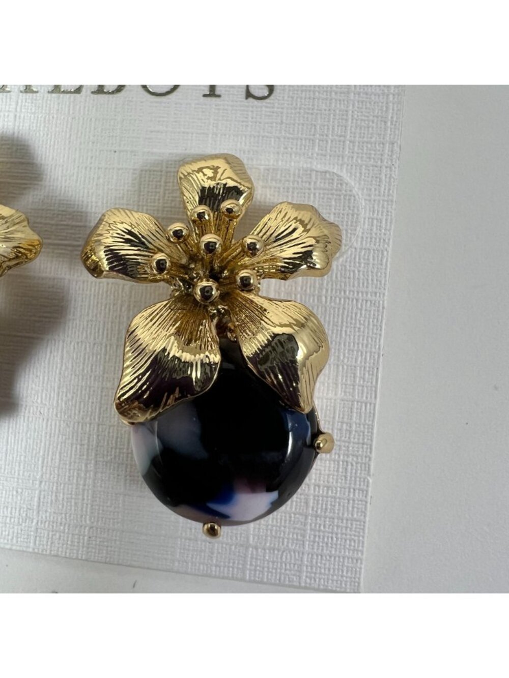 Gold Floral Statement Earrings With Faux Pearl Drop By Talbots - Picture 3 of 3